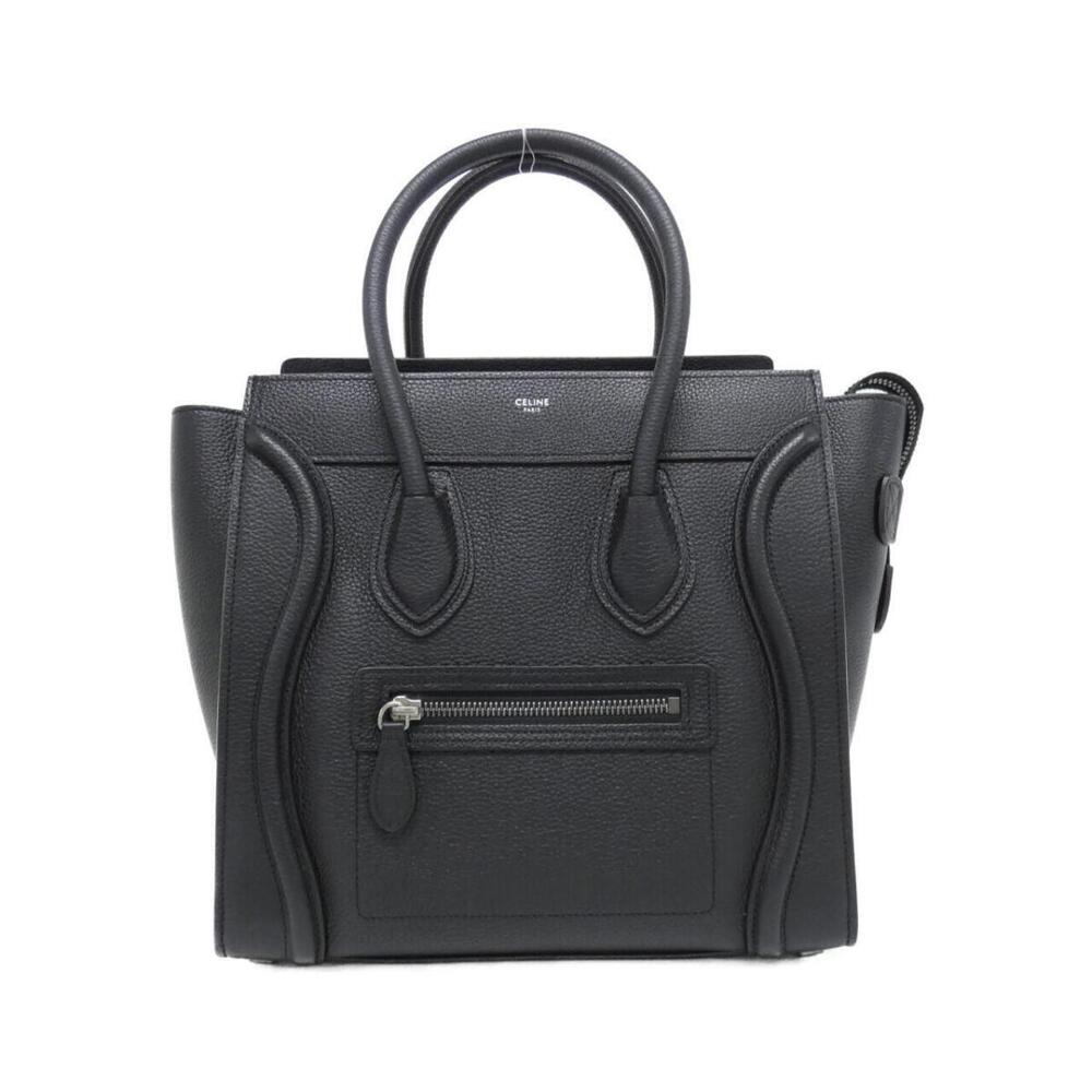 Celine Luggage Tote black drummed calfskin leather